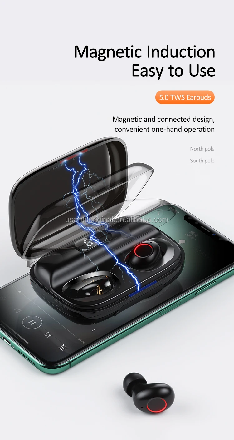 USAMS 2019 Amazon Hot Sell Sport stereo music handsfree TWS True Bluetooth Headphone Earphone Wireless Earbuds - ANKUX.COM