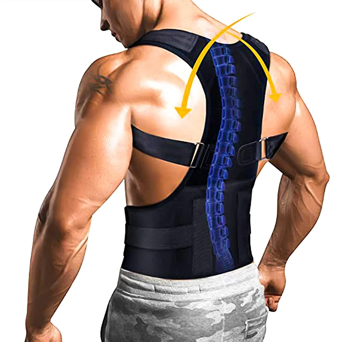 

Adjustable Lumbar Support Back Strap Corrector De Postur Par La Espald Posture Corrector Magnetic, Black, blue, pink, white