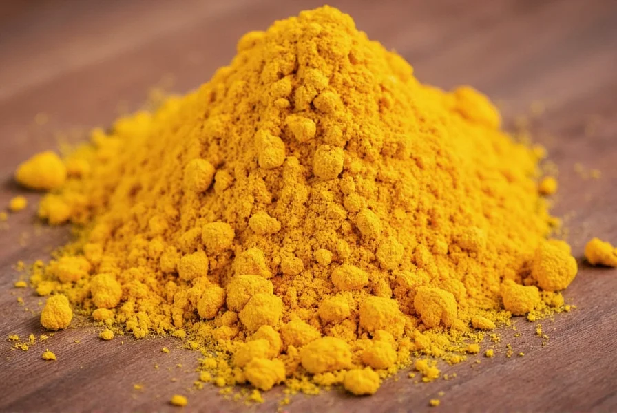 Person measuring turmeric supplement dosage with food