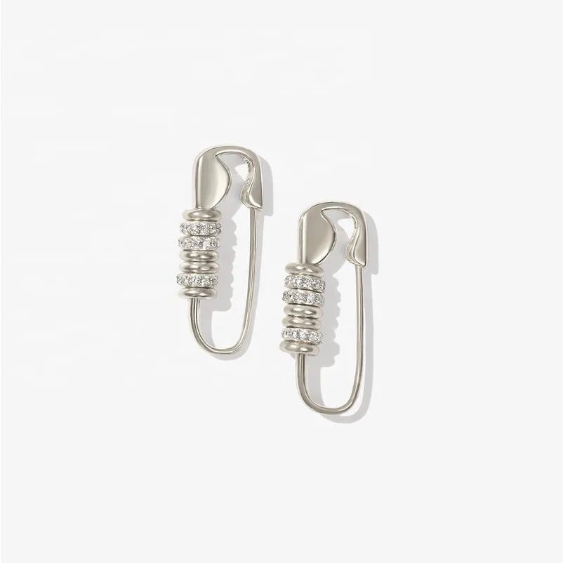

cz pin shape simple trendy women jewelry hoop earring, Picture