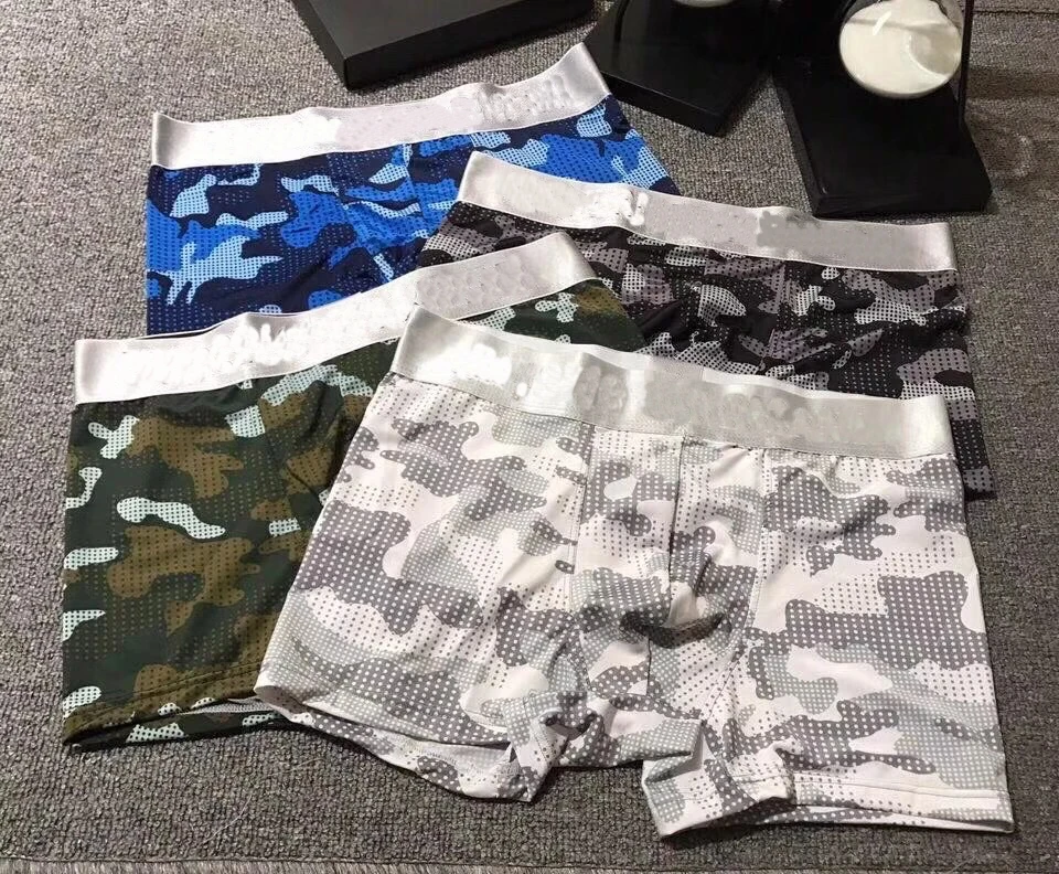 

Wholesale Cheap Underwear Camouflage Letter Print Elastic Waistband Men Boxers