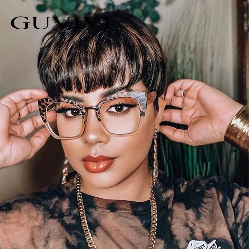 

Guvivi 395 new anti-blue light glasses cat eye sunglasses European and American fashion leopard print glasses