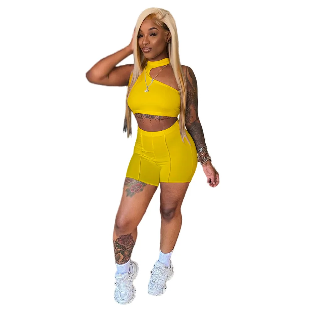 

Crop Tops Shorts Summer Casual Women Two Piece Set Trendy Mujer Street Outfits