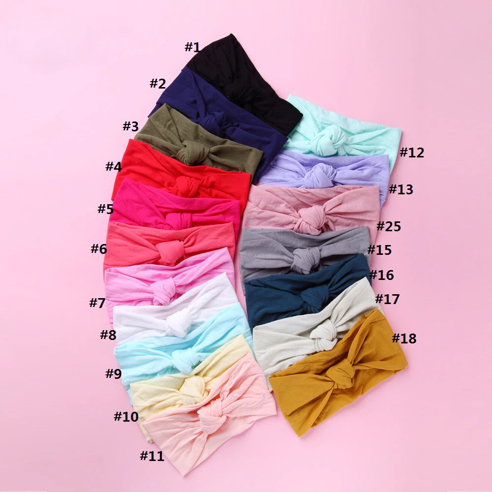 

Free Shipping knot children's head band pure color Ultra-soft nylon baby hair band, Picture/custom