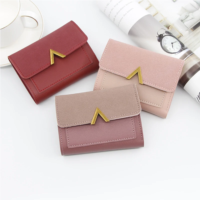 

New Korean Women's Short Card Holder Three-fold Candy Color Ladies Clutch Wallet