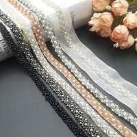 

Deepeel AP2563 1cm DIY Clothes Decor Accessories Hand Sewing Lace Trimmings Pearl Voile Beaded Lace