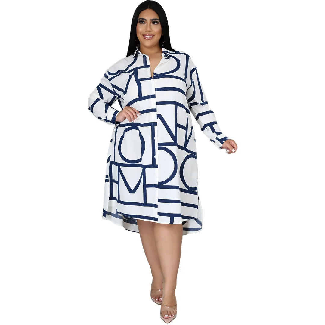 Plus Printed Long T Shirt Dress