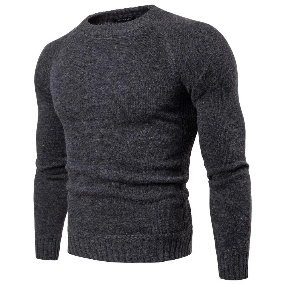 

2020 Wholesale Casual Mens Solid Colored Long Sleeve Slim Pullover Sweater