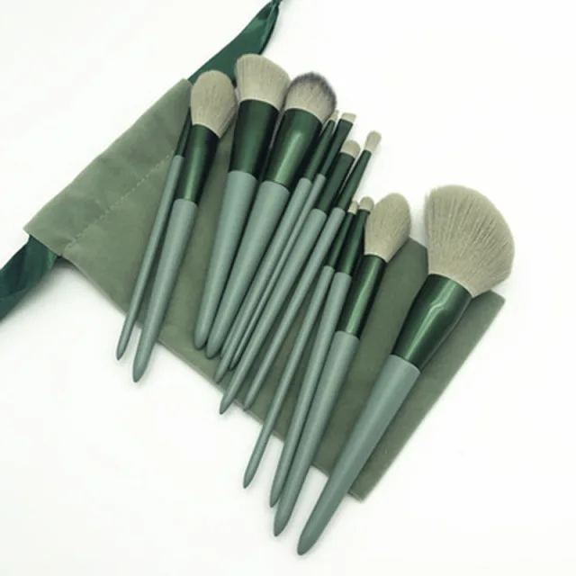 

BEAU FLY Candy Color 13pcs Makeup Brush Set Green Soft Hair Makeup Tools Set, Green, pink