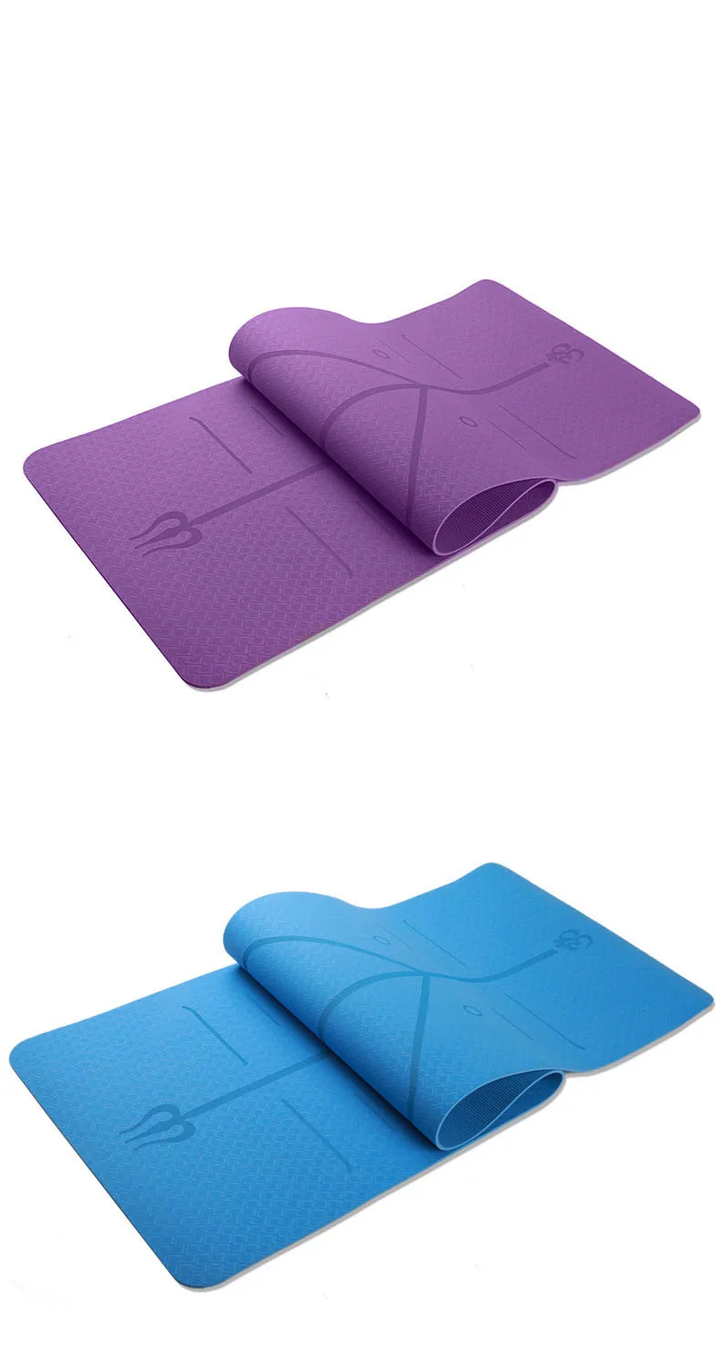 New Arrival Yoga Mat Lines Position 6mm Tpe Yoga Mat Eco-friendly Non ...