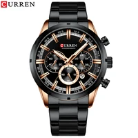 

2019 hot sales Curren 8355 3atm water resistant chronograph quartz wrist man watch with black stainless steel band