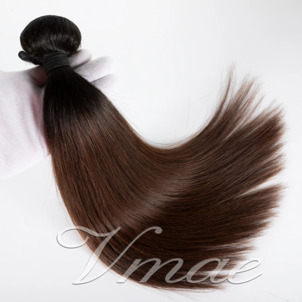 

VMAE 12A Brazilian Cuticle Aligned Virgin Hair Weaves Double Drawn Omber Color #2/4 Straight Bundles Human Hair Extensions