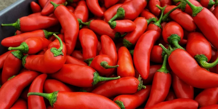 Gloved hands handling habanero peppers