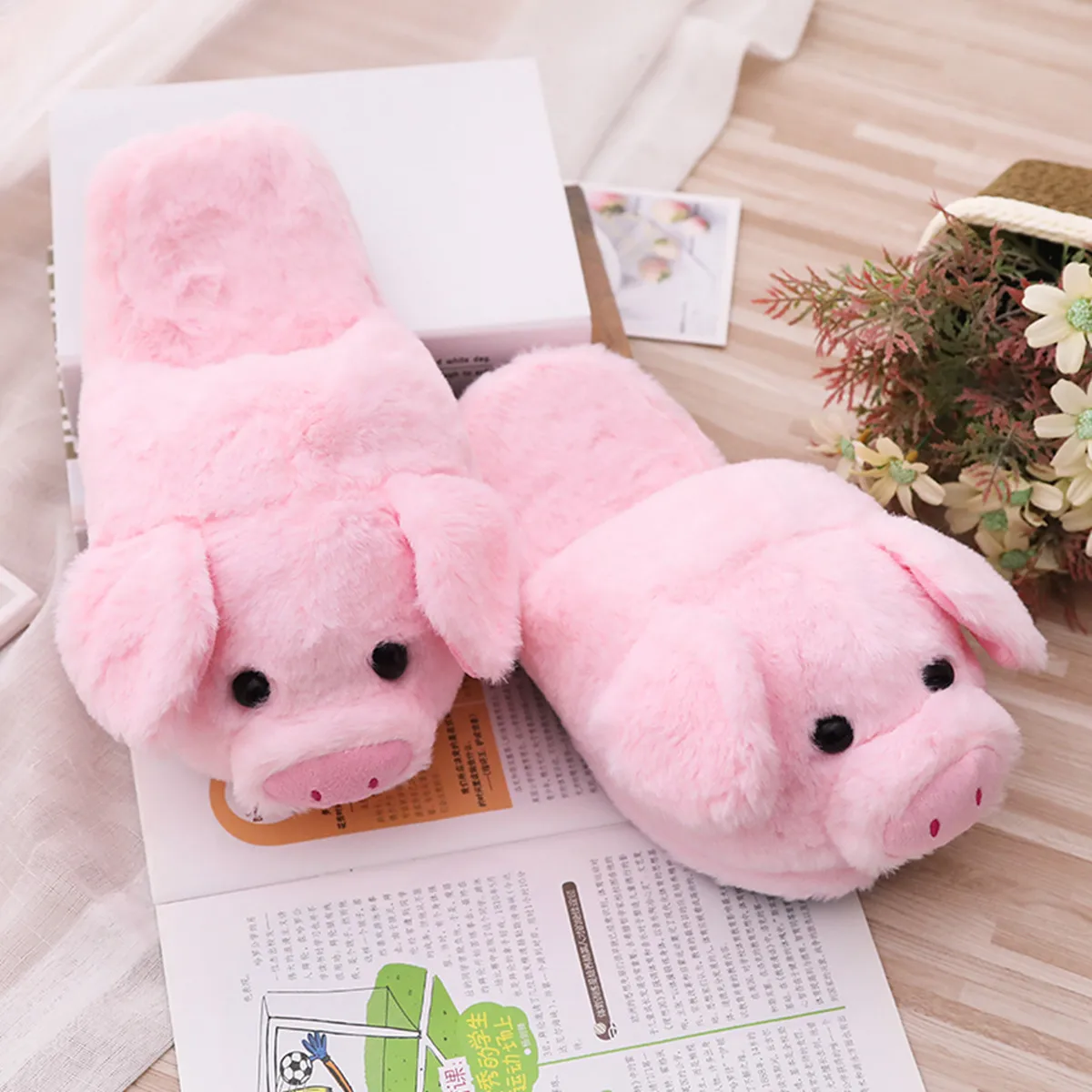 

Quick delivery pig plush slippers slipper animals indoor furry slippers