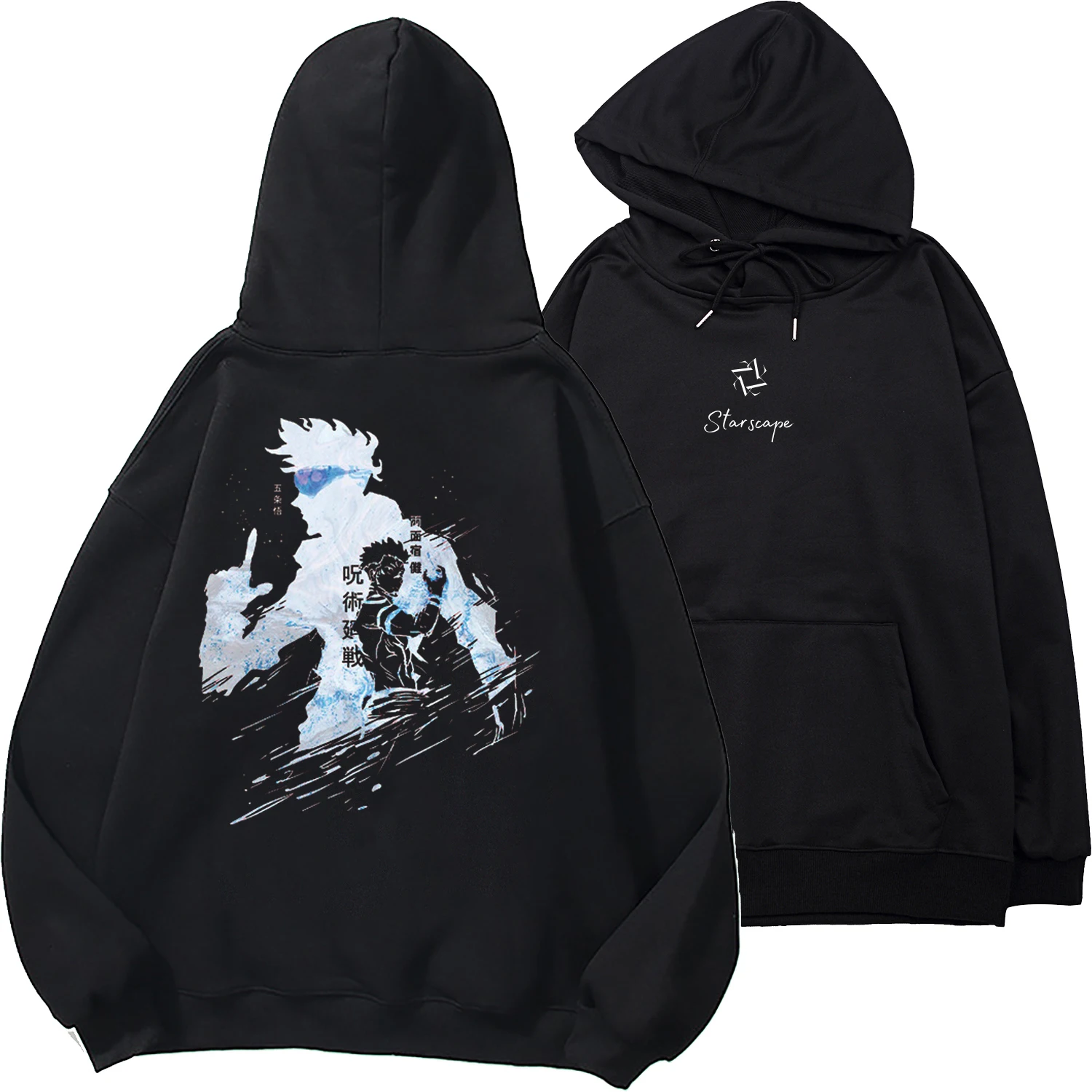 

Jujutsu Kaisen Printed black sweater men's plus size plus fleece winter hoodie