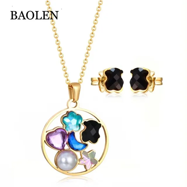 

stainless 316L Stainless Steel Necklace And Earring Luxury Gold Plated Jewelry Set
