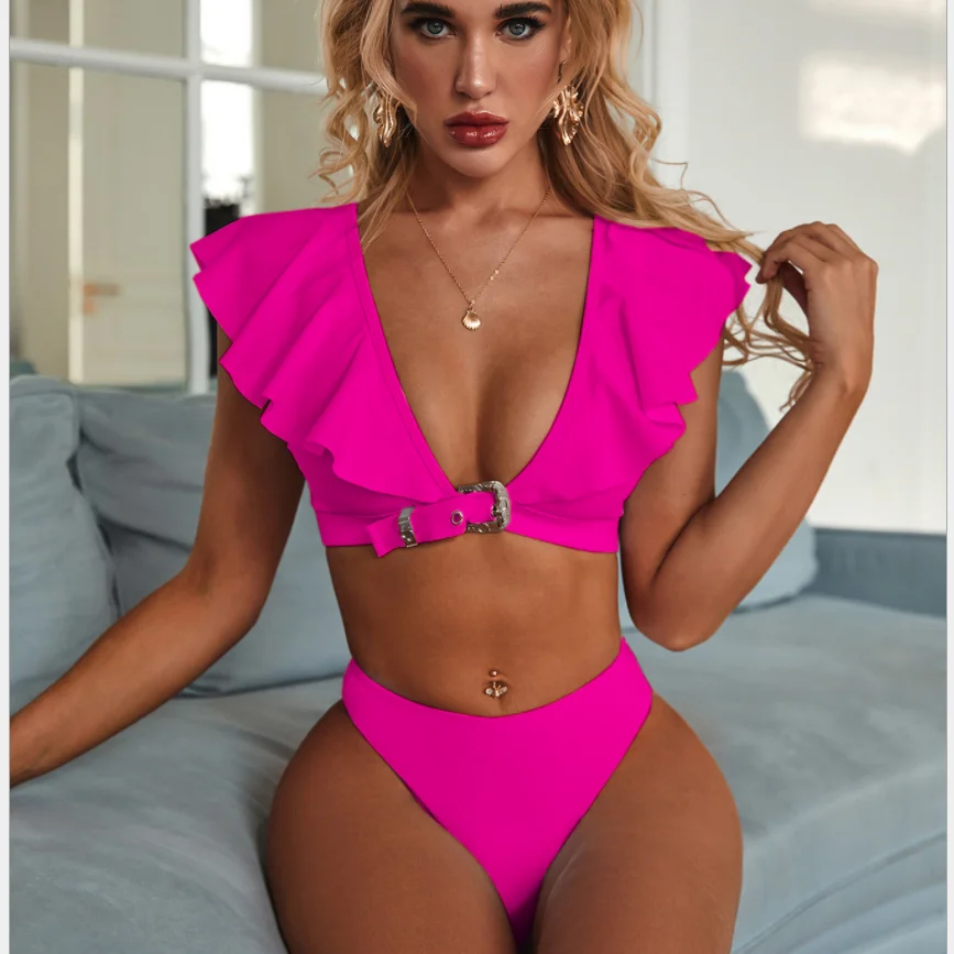 

Dropshipping scrunch butt Buckle fashion show girl bikini swimwear women swim suit