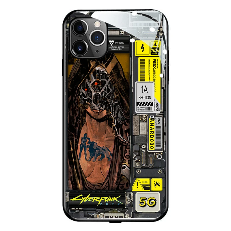 

Incoming Call Flash fashion led luminous tempered glass night light phone case for iphone 12 pro max, Black, red, blue etc