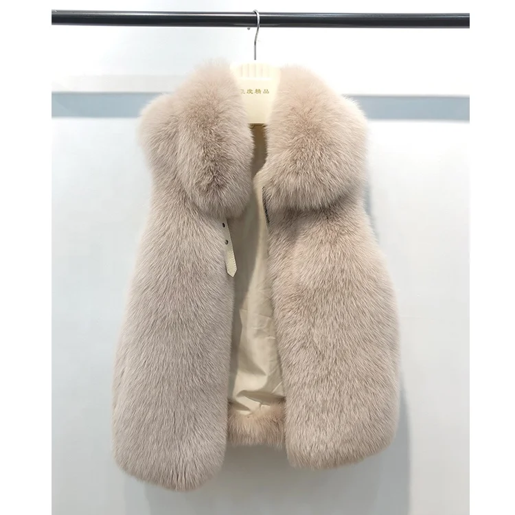 
Luxury Fox Fur Vest Coats For Ladies Real Thick Fox Fur Long Vest Women 