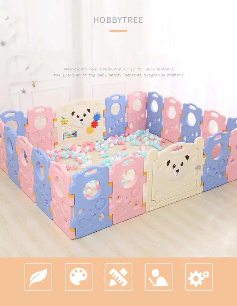 
Portable Safety Playpen Baby, High Quality Indoor Kids Plastic Baby Playpen 