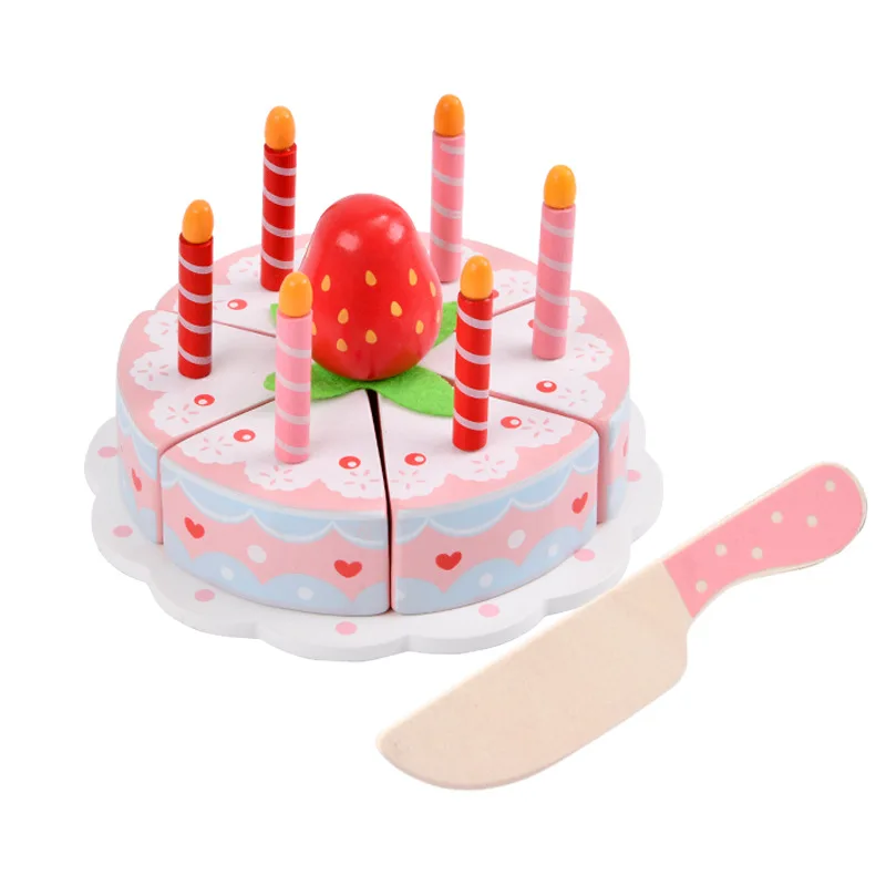 

Simulation Kitchen role Play Children pretend Cutting wooden birthday cake toy for kids kitchen pretend playing