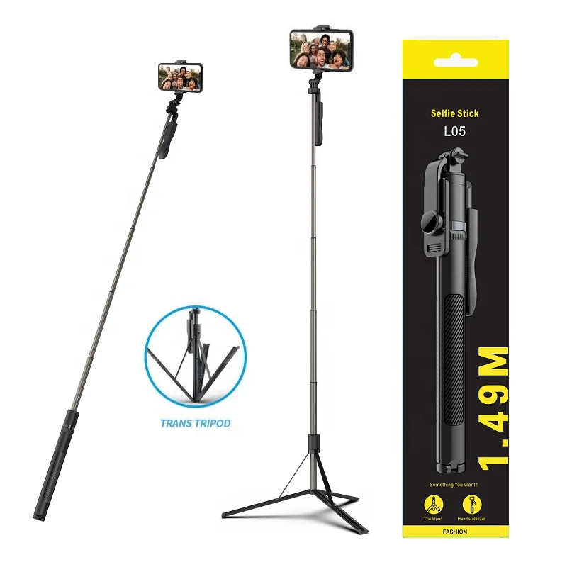 

L05 Foldable Selfie Stick Extends to 58 inch Tripod Stand with Blue tooth Remote for Smartphone