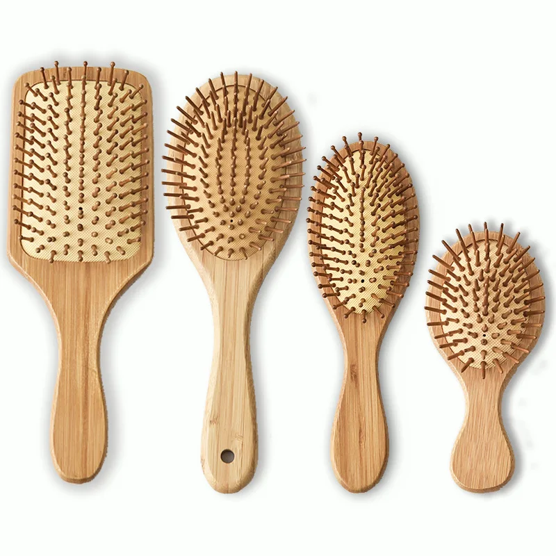 

2021 hot Bamboo Hair Bamboo Paddle Hair Brush Scalp Massage Paddle Detangling Natural Wooden Bamboo Massage Hair Brush, Natural bamboo color