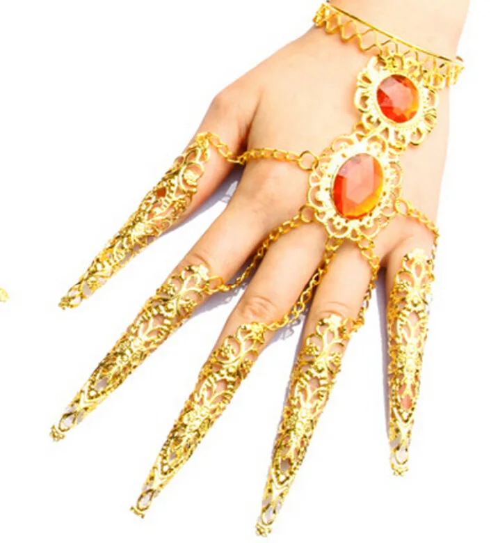

Wholesale Indian Brand 18k Gold plated Bracelet Belly Dance Performance Jewelry Props Red Gemstone Nail Bangle Bracelet