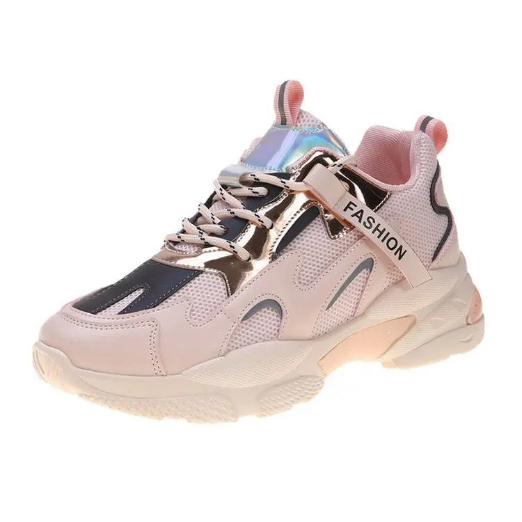 

Wholesale Reflective Glitter Casual Chunky Fashion Sport Sneakers Platform Shoes for Women