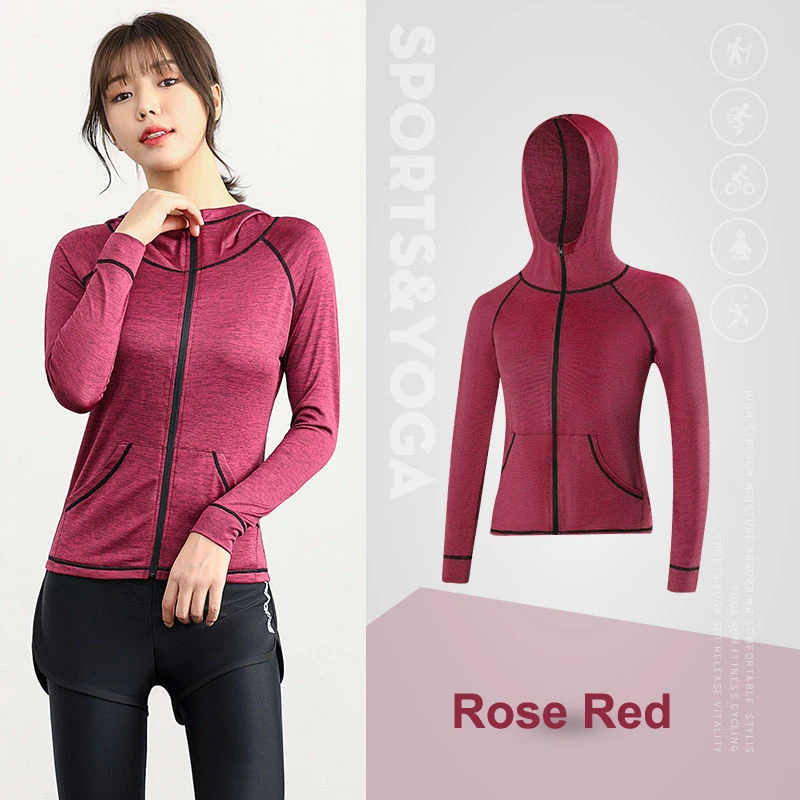 

Sexy Girls Slim Sports Hoodied, Spotty Light Thin Zipper High Elasticity Long Sleeve Yoga Wear , Women Running Jacket Gym Top