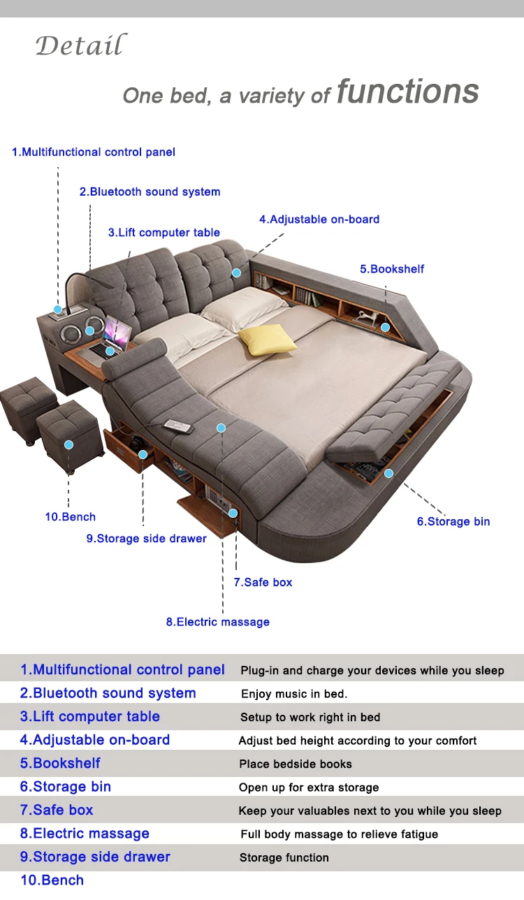 smart bed smart furniture bed bed smart smart bed frame bed with storage lit moderne lit king size letto matrimoniale