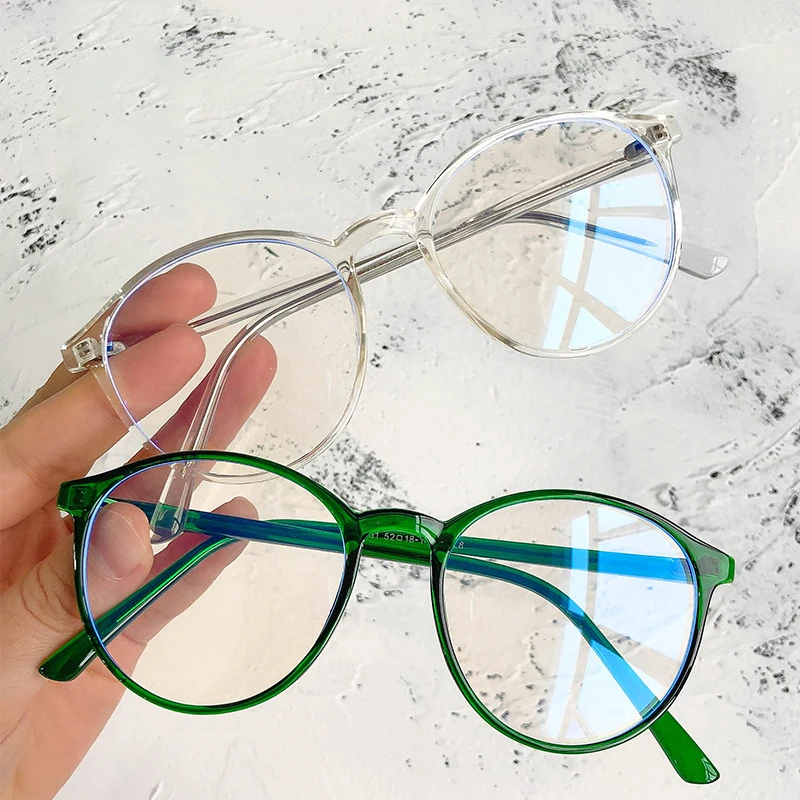 

Adult transparent round frame anti-blue light glasses fashion plastic personality reading flat glasses, As the picture shows