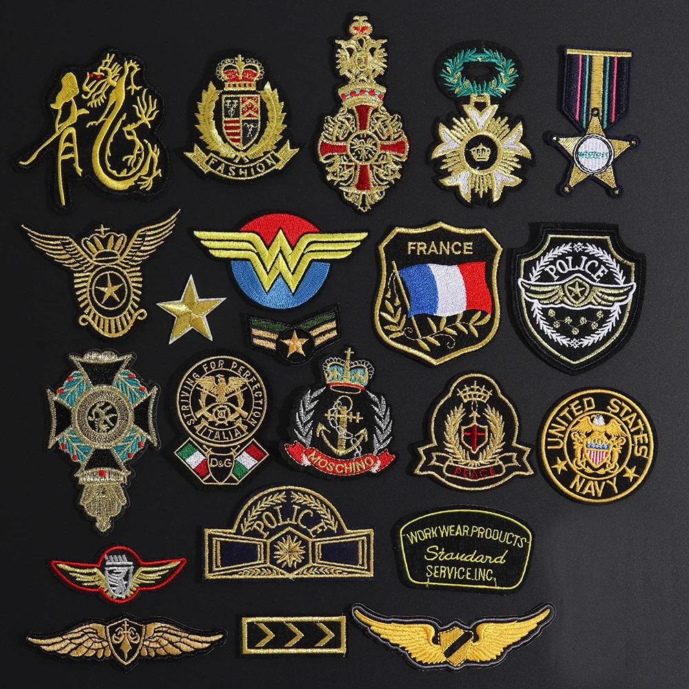

High quality badge iron on embroidery patches for jacket