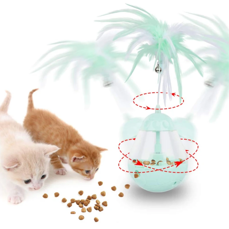 

Cat toy-feeding tumbler,electric interactive toy with self-rotating feather