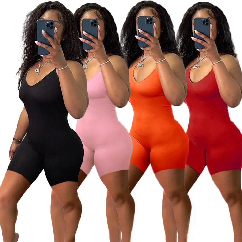 

Mono Hot Summer new arrival strapless solid color tight slim women jumpsuits Casual sport hot girl's sexy playsuits, Picture