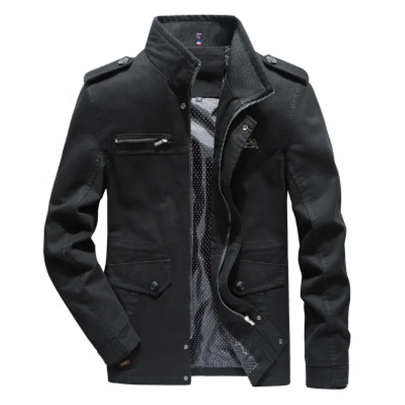 

Cotton Stand Collar Oversize Washable Men's Jackets, Khaki/green/black
