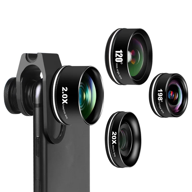 

4 in 1 Phone Camera Lens Kit with Fisheye Lens Telephoto Macro Lens Wide Angle