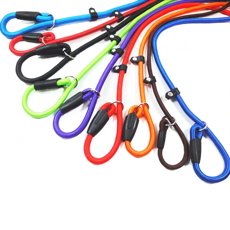 

0.6cm 0.8cm 1.0cm 1.2cm nylon rope slip dog leashes adjustable, Black, coffee, purple, orange, green, red, deep red