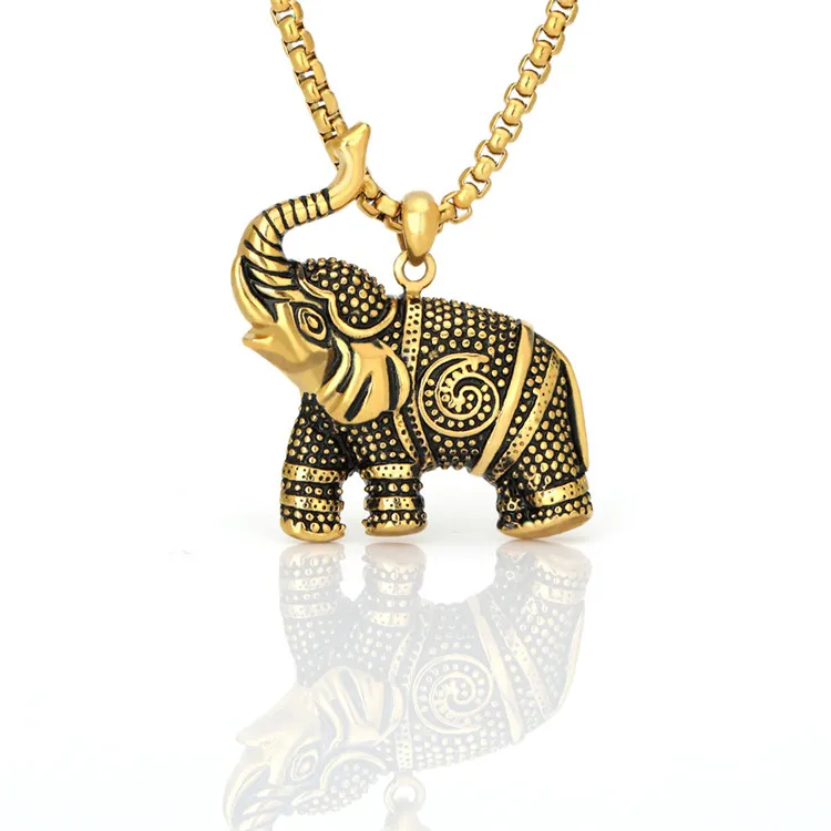 

European And American Cross-Border Stainless Steel Elephant Lucky Animal Pendant Summer Necklace Jewellery Necklace, As pic