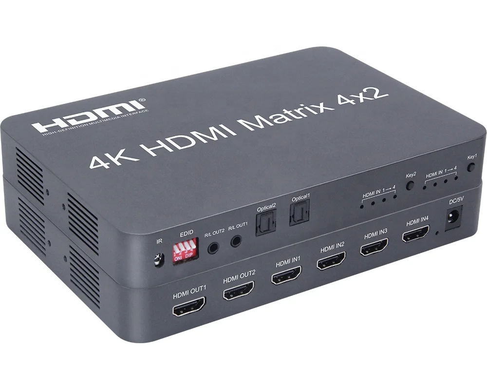 

1.4V 4Kx2K HDMI Matrix 4x2 with audio output, Black