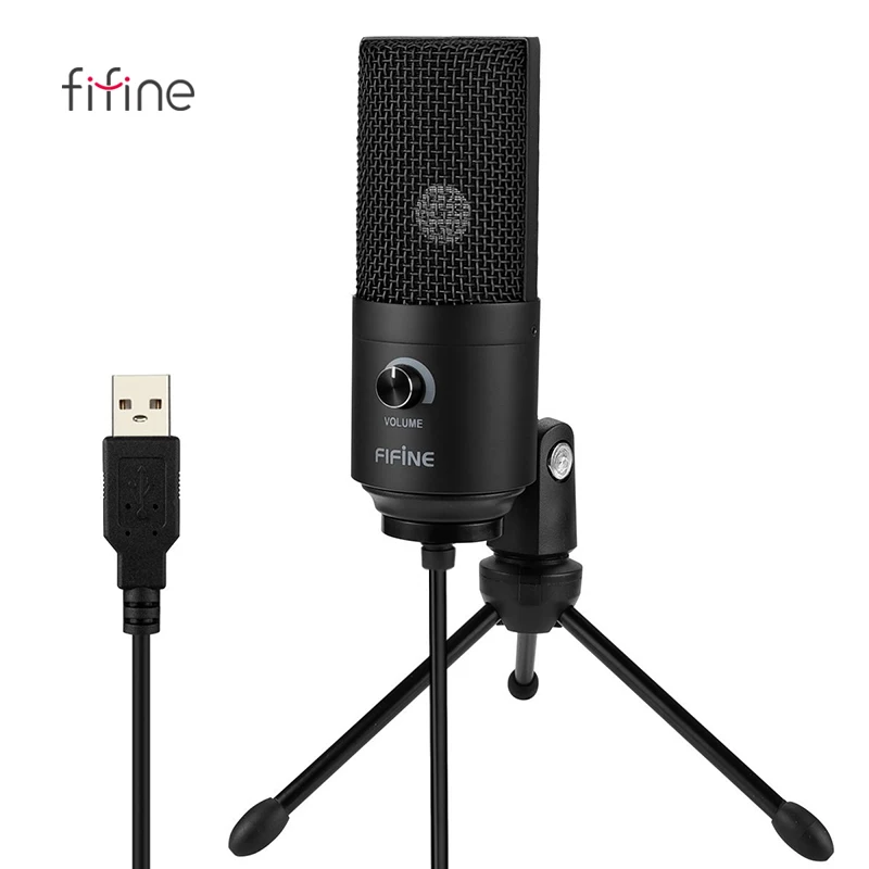 

Fifine K669B Wholesale Condensador USB Cable Microfono With Tripod For Streaming Podcasting Singing, Black