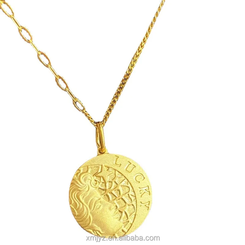 

Certified 5G Gold Necklace Women's New All-Match 999 Pure Gold Geometric Necklace 24K Pure Gold Ring Chain Set