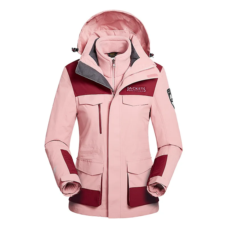 
Couple outdoor jacket coat women three-in-one custom two-piece windproof waterproof and warm ski suit 