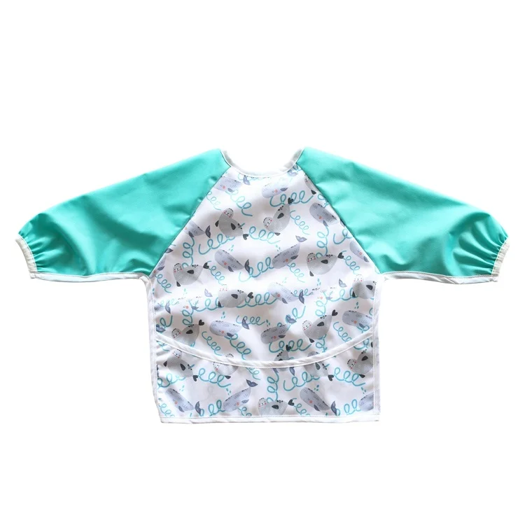 

Happyflute New fashion Waterproof baby feeding bib Wholesale baby long sleeve bib, Many beautiful patterns for options