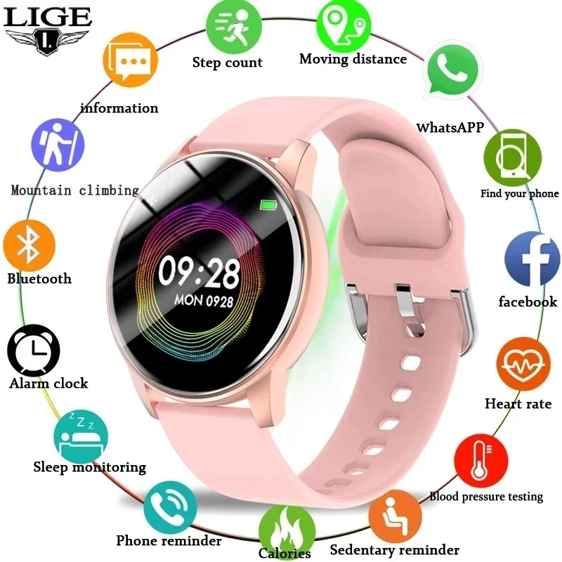 

Lige BW0131 New Smart Watch Men Women Full Touch Screen Sport Fitness Watch IP67 Waterproof Android Ios Smartwatch Reloj Hombre, 4-colors