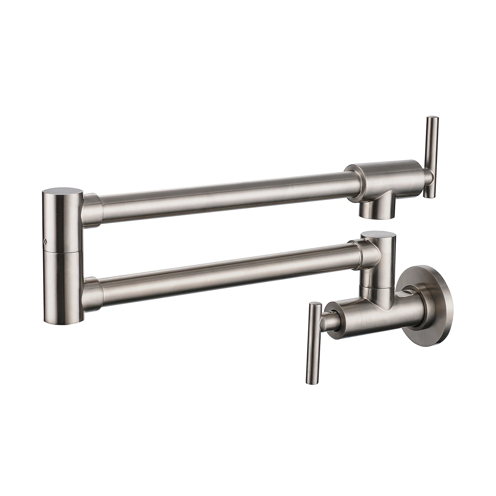 

Solid Brass Folding Wall Mount Faucets Stretchable Double Joint Swing Arm Faucet Single Hole 2 Handles Commercial Faucet