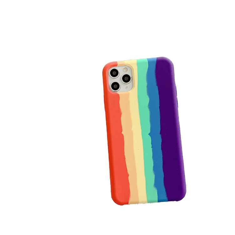 

Factory Custom Liquid Silicone Cell Phone Case Rainbow Cover For Iphone 12