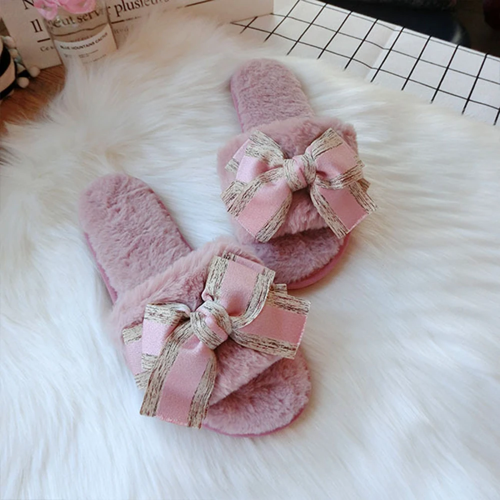 

Wholesale price heard-wearing oxford multi color fur slippers for women, Customized