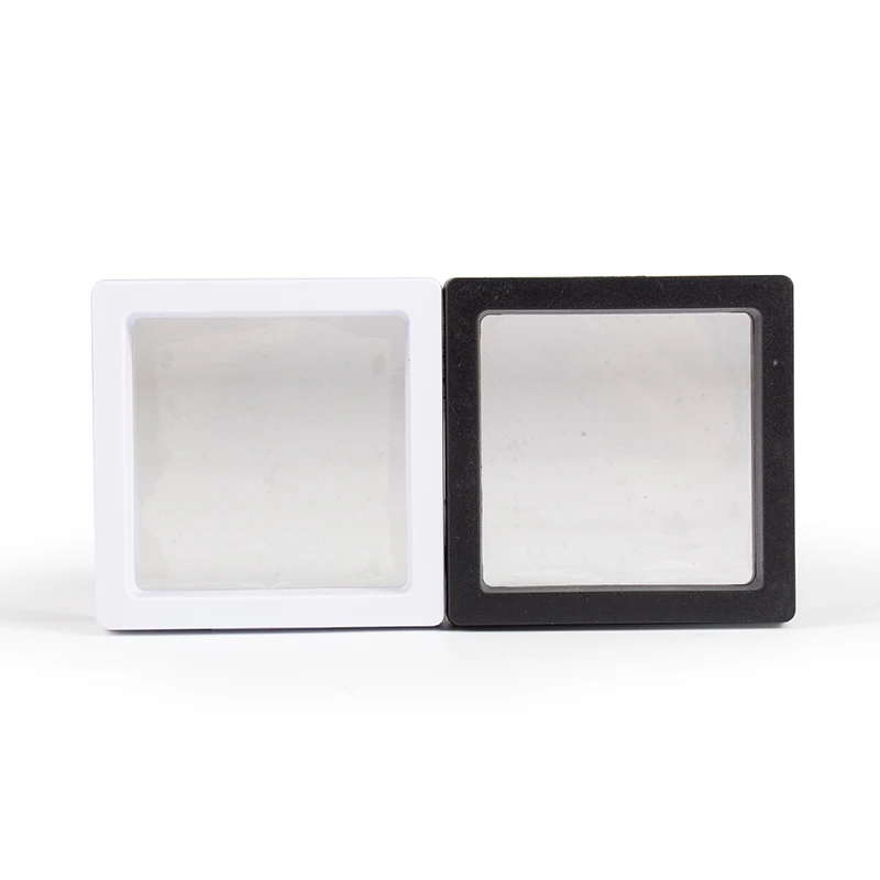 

Plastic clear display case store jewelry membrane box -Gemstone Cases--gemstone packing box, White and black