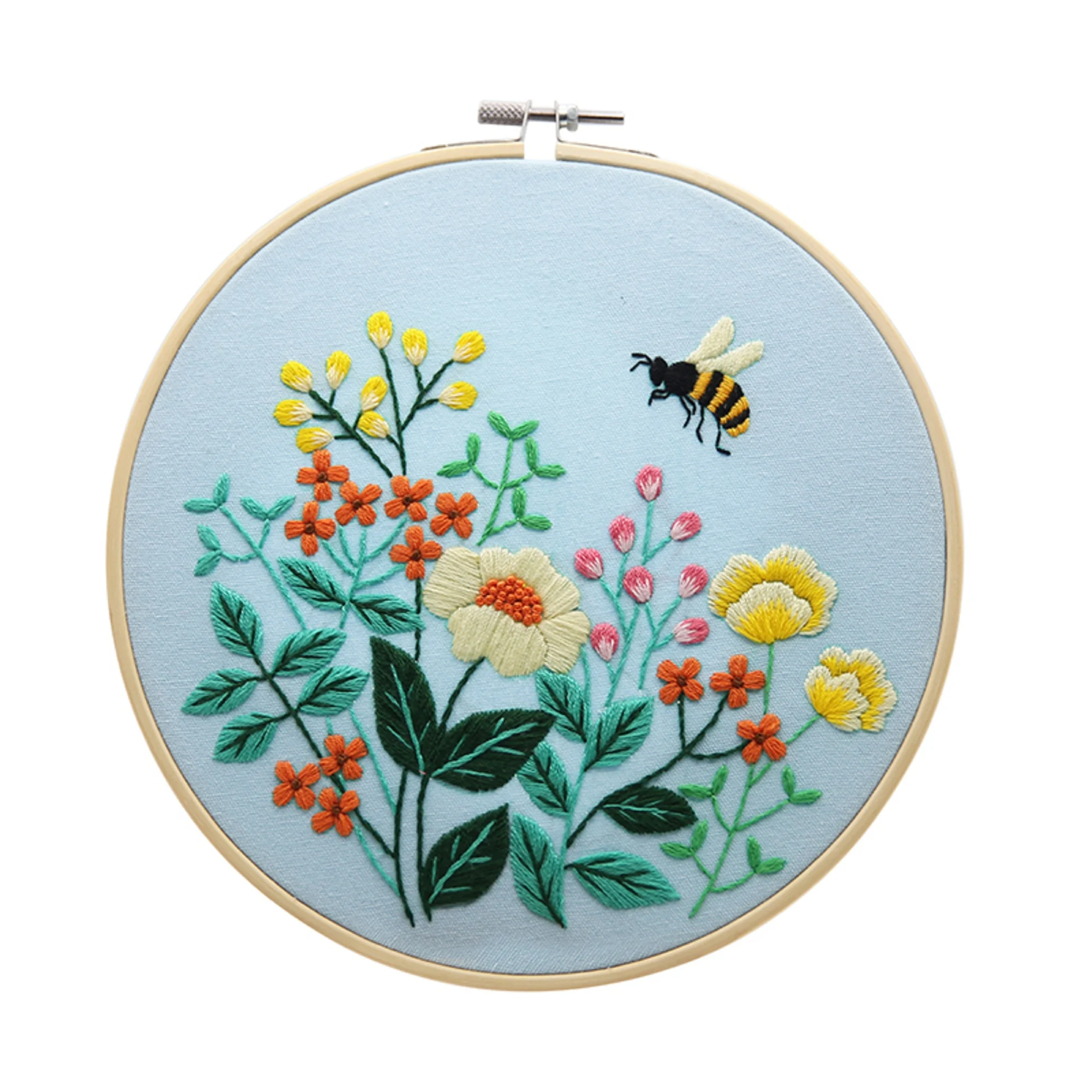 

Flower Embroidery Kit with Hoop, Thread, Needles, DIY Craft for Beginner